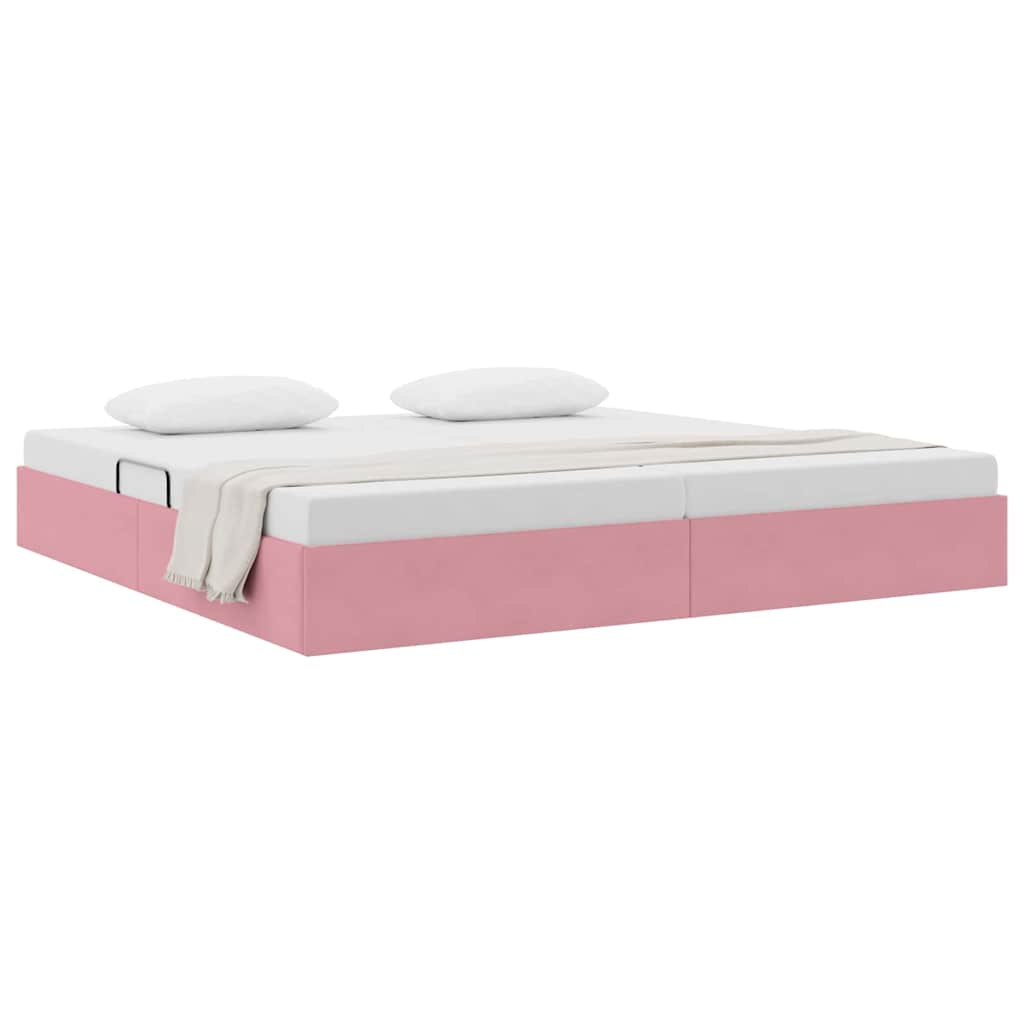 Letto con Contenitore con materasso Rosa 200 x 200 cm Velluto 3370123