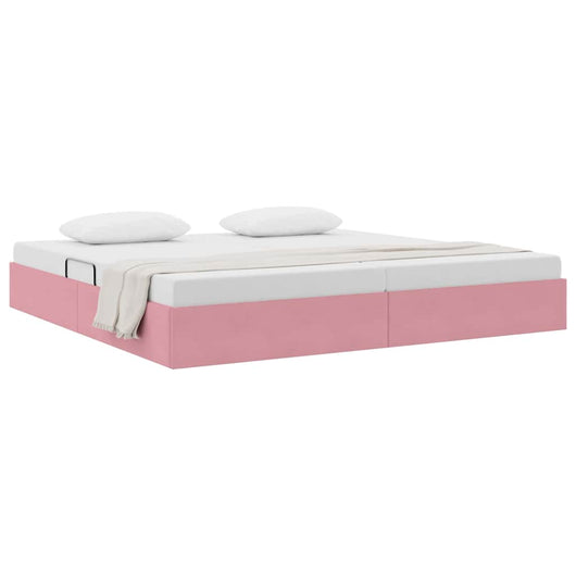 Letto con Contenitore con materasso Rosa 200 x 200 cm Velluto 3370123