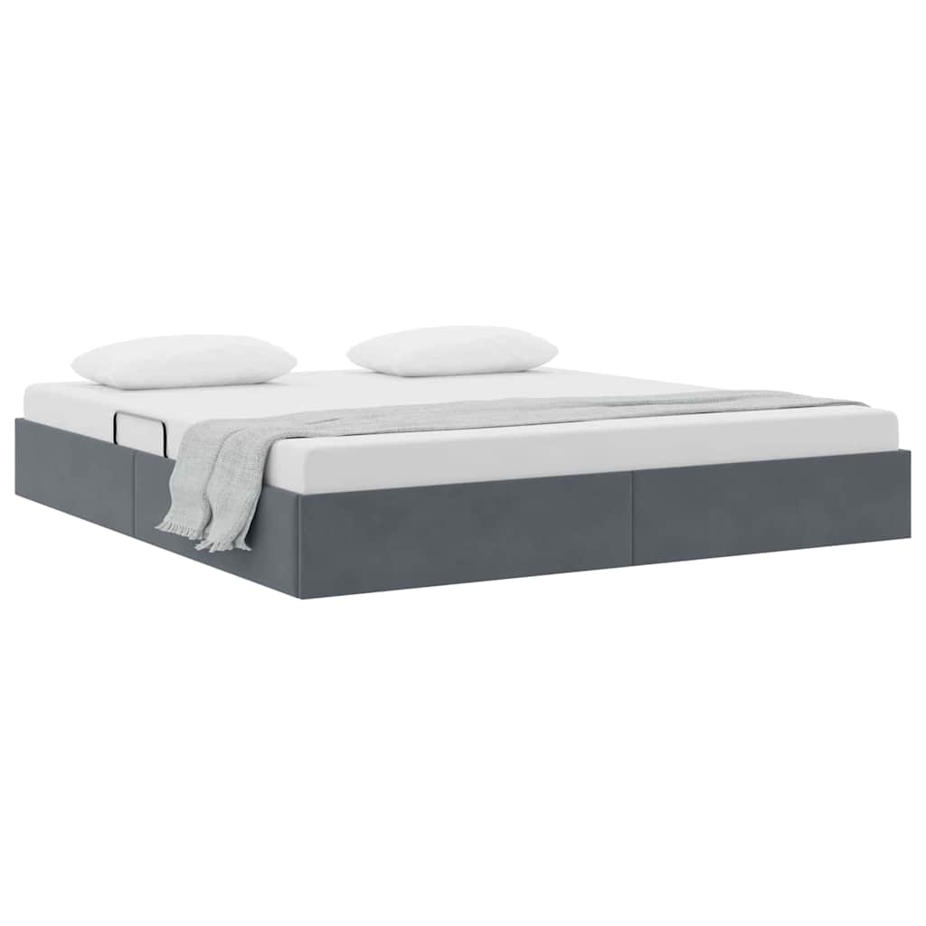 Letto con Contenitore Grigio scuro 180 x 200 cm Velluto 3370128