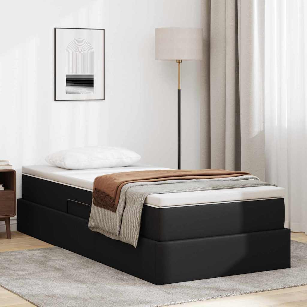 Letto con contenitore e materasso Nero 90 x 190 cm