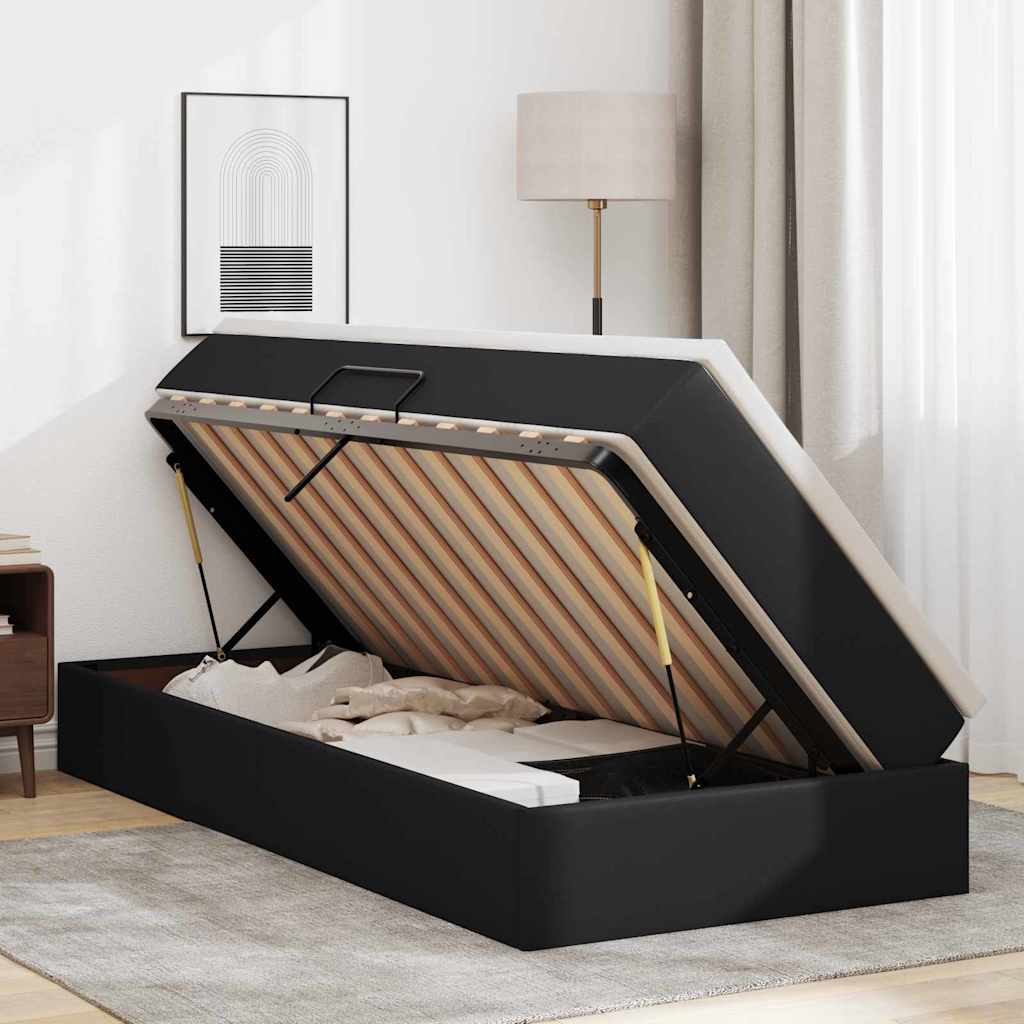Letto con contenitore e materasso Nero 90 x 190 cm 3370142