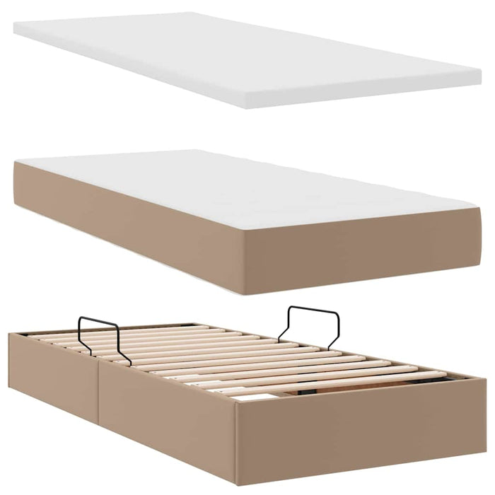 Letto con contenitore e materasso Cappuccino 90 x 190 cm 3370145