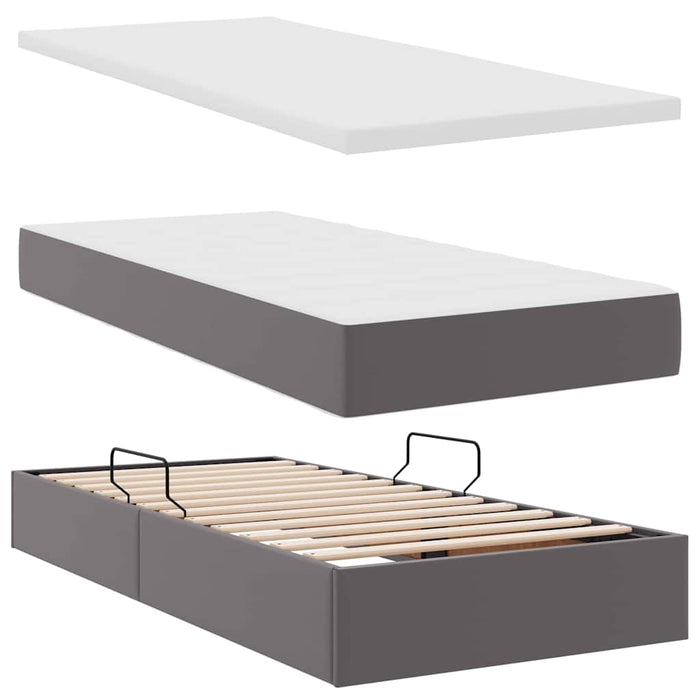 Letto con contenitore e materasso Grigio 90 x 200 cm 3370148