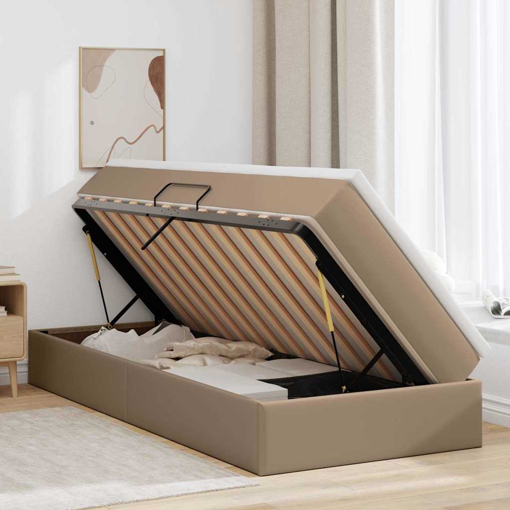 Letto con contenitore e materasso Cappuccino 90 x 200 cm