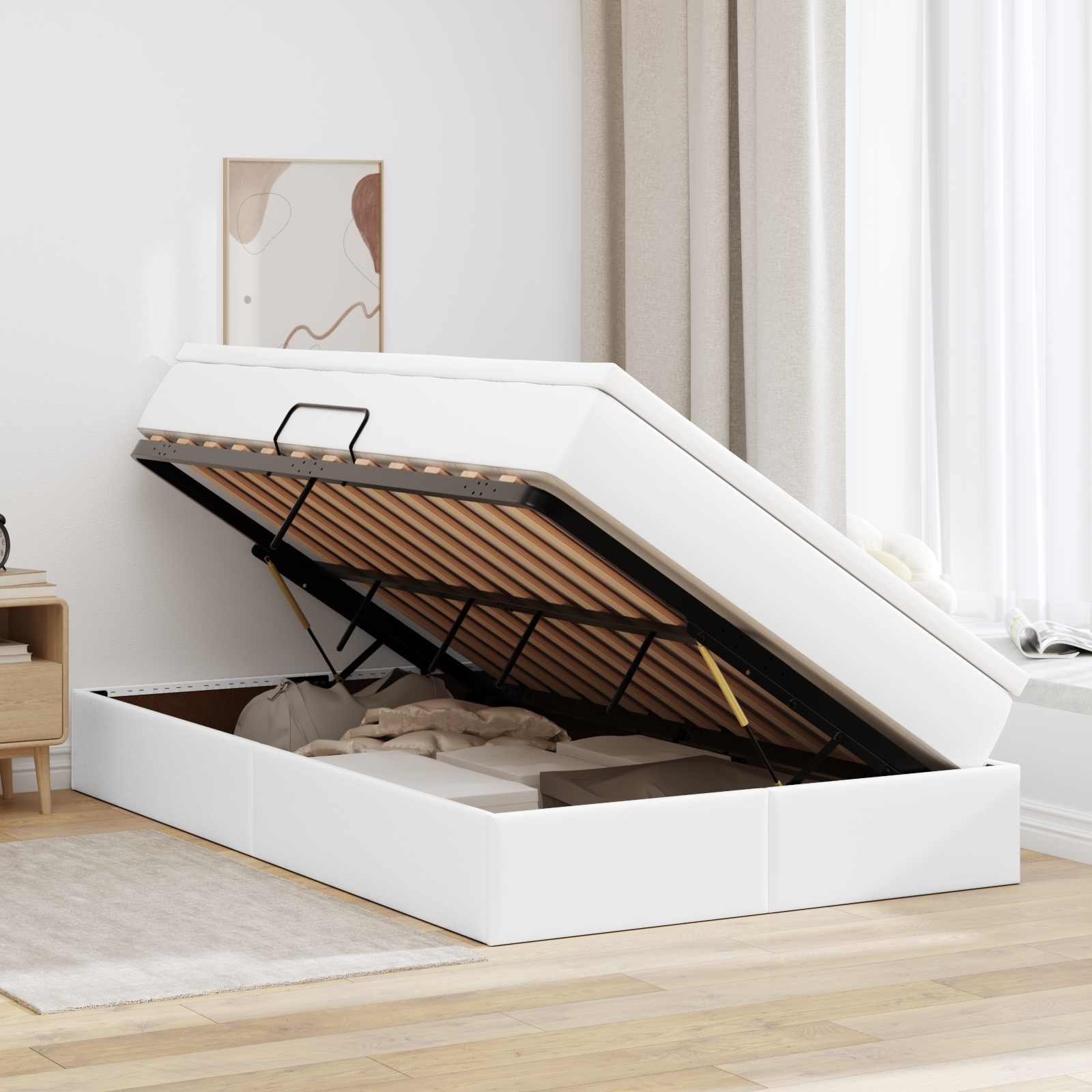 Letto con contenitore e materasso Bianco 120 x 190 cm