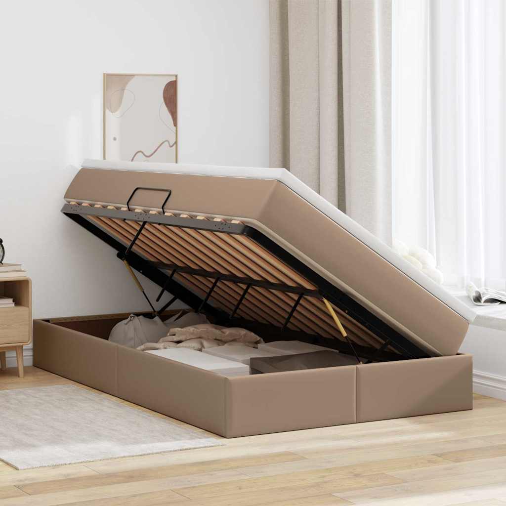 Letto con contenitore e materasso Cappuccino 120 x 200 cm