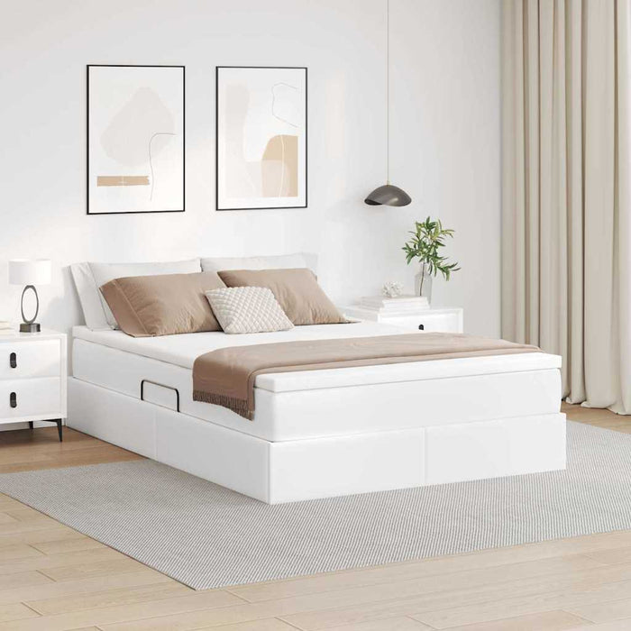 Letto con contenitore e materasso Bianco 140 x 190 cm
