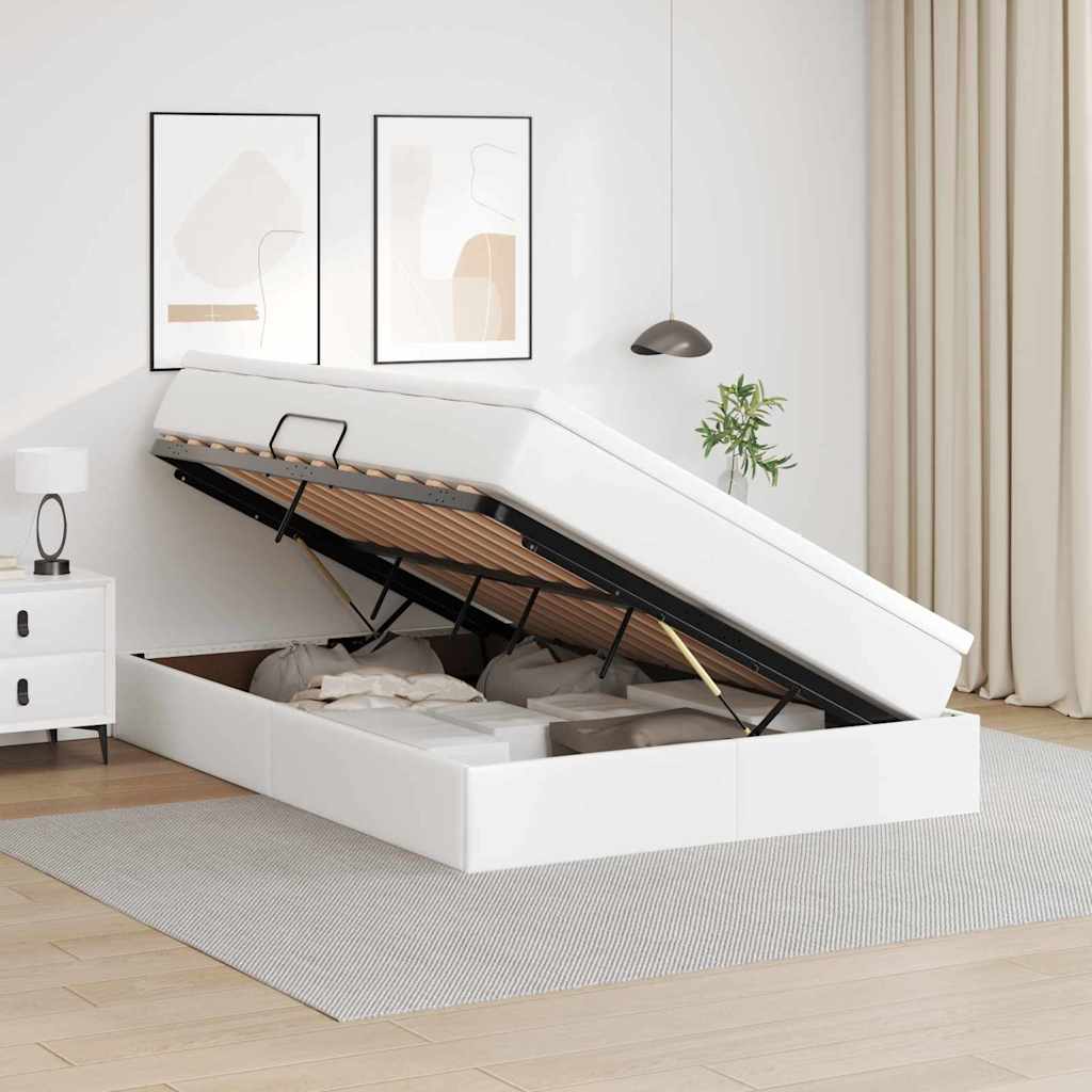 Letto con contenitore e materasso Bianco 140 x 190 cm