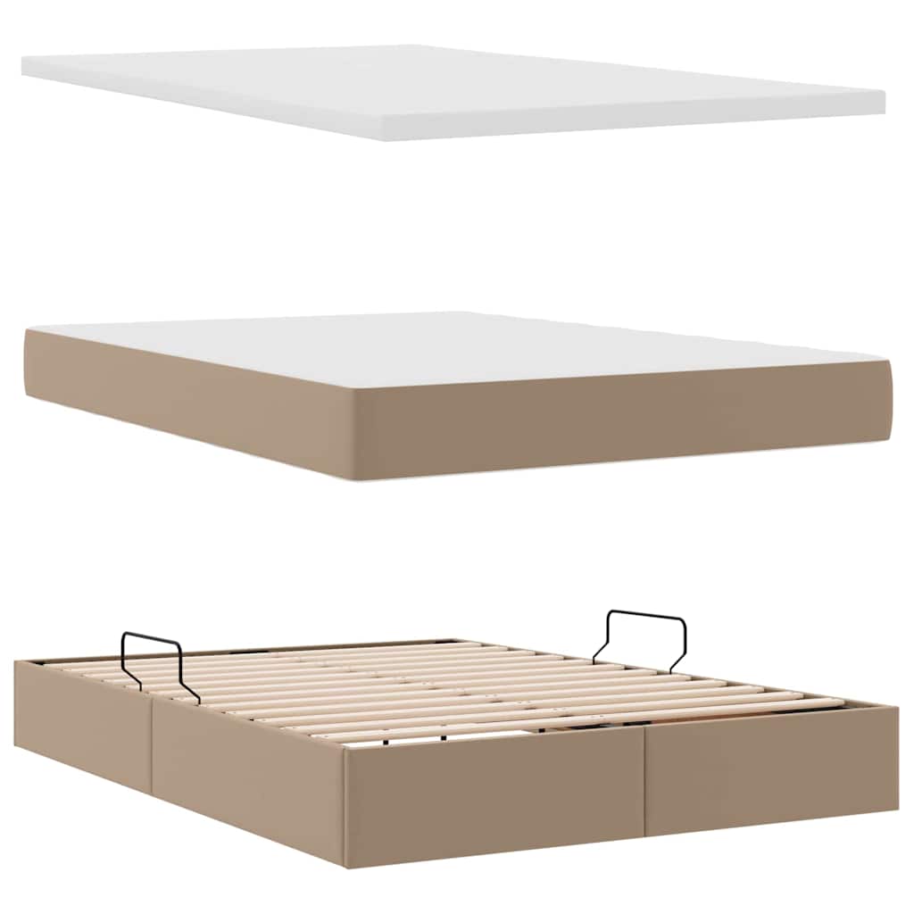 Letto con contenitore e materasso Cappuccino 140 x 190 cm 3370165