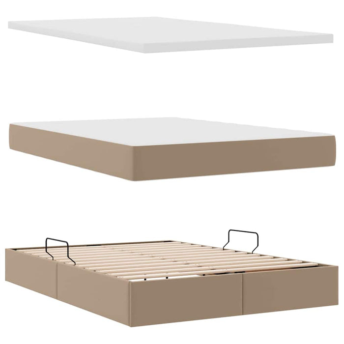 Letto con contenitore e materasso Cappuccino 140 x 190 cm 3370165