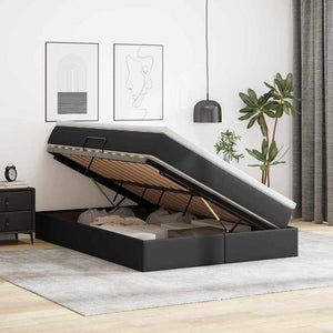 Letto con contenitore e materasso Nero 140 x 200 cm