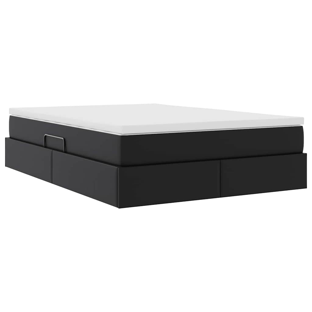 Letto con contenitore e materasso Nero 140 x 200 cm