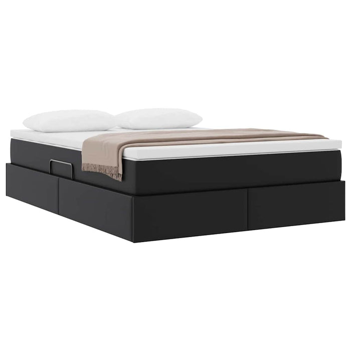 Letto con contenitore e materasso Nero 140 x 200 cm