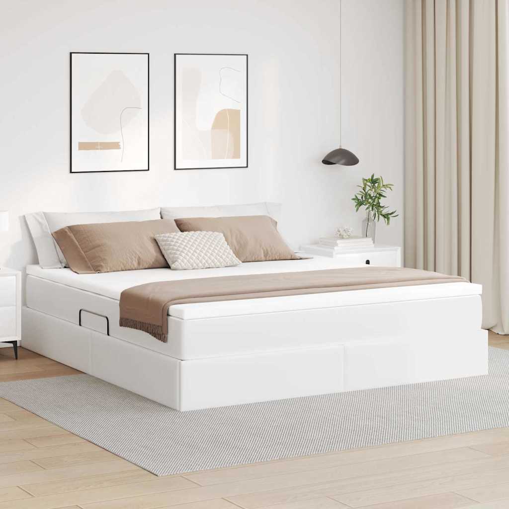 Letto con contenitore e materasso Bianco 160 x 200 cm