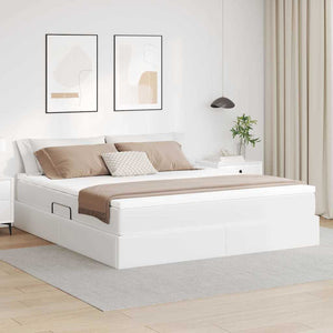 Letto con contenitore e materasso Bianco 160 x 200 cm