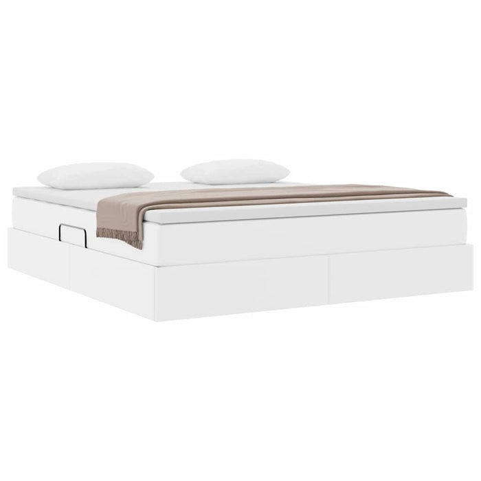 Letto con contenitore e materasso Bianco 160 x 200 cm