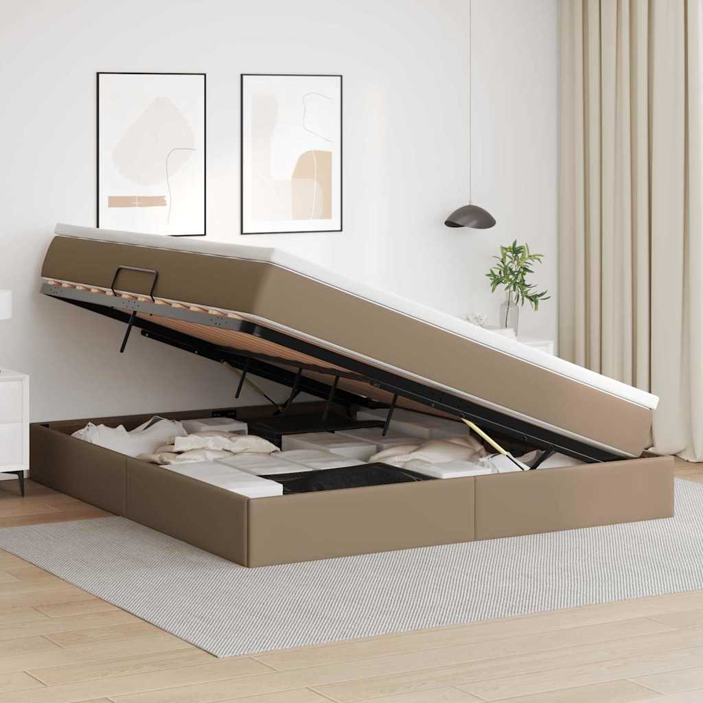 Letto con contenitore e materasso Cappuccino 160 x 200 cm