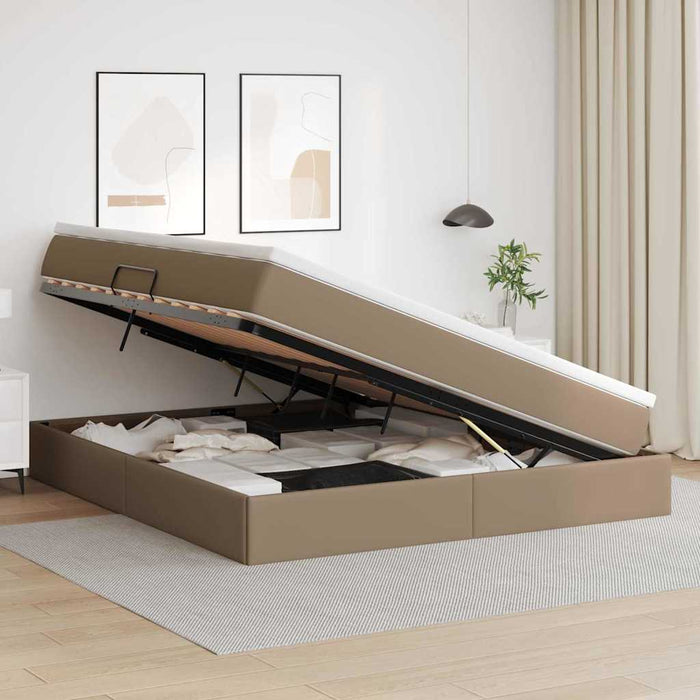 Letto con contenitore e materasso Cappuccino 160 x 200 cm