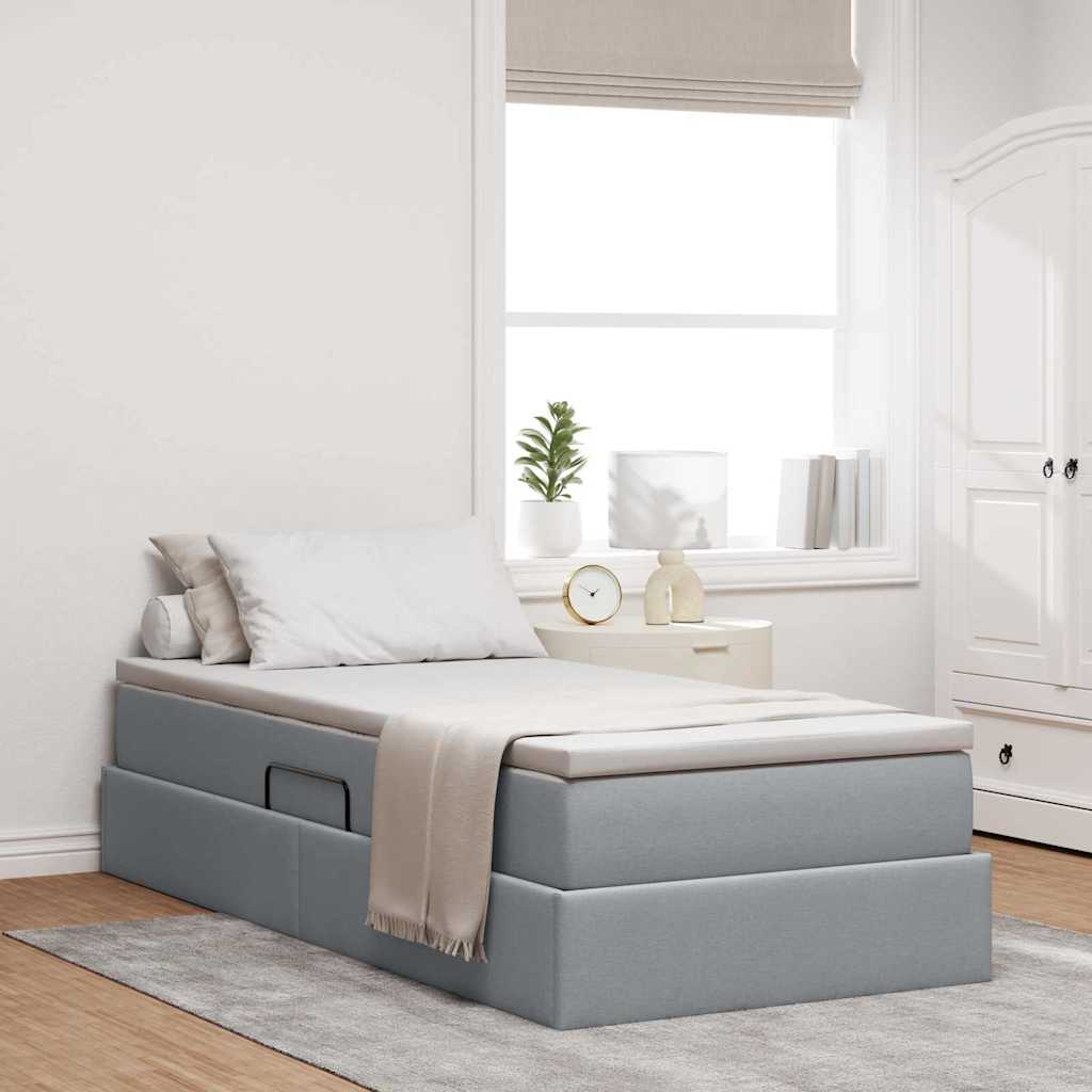 Letto con contenitore e materasso Grigio chiaro 90 x 190 cm 3370194