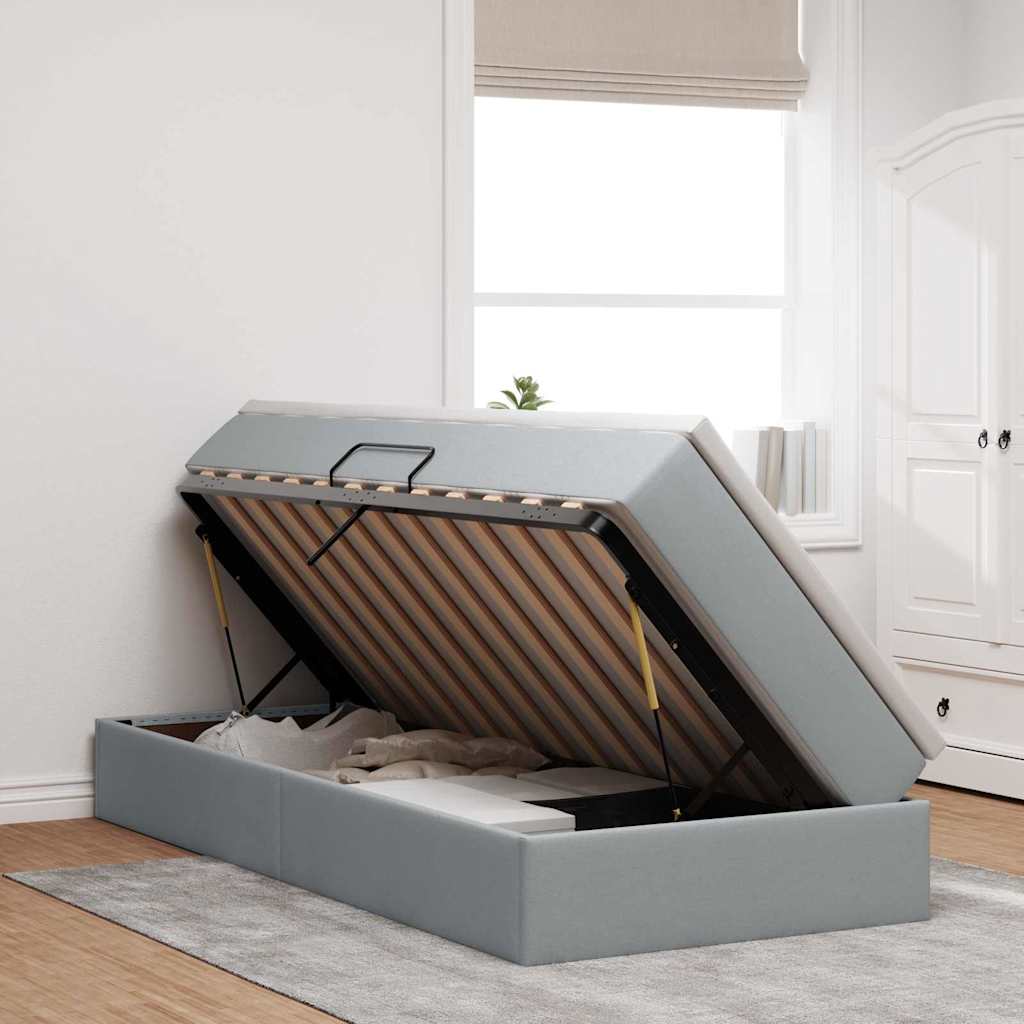 Letto con contenitore e materasso Grigio chiaro 90 x 190 cm 3370194