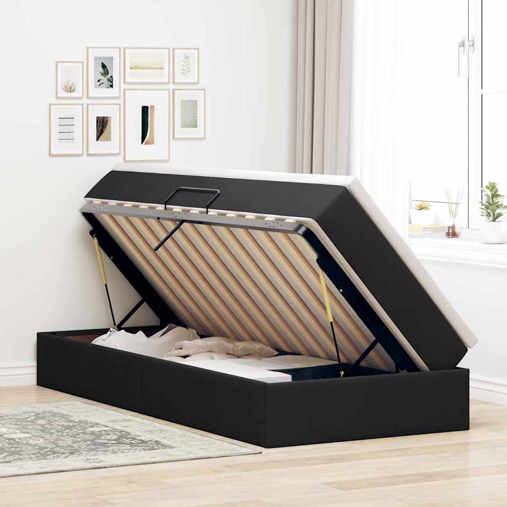Letto con contenitore e materasso Nero 90 x 190 cm Poliestere
