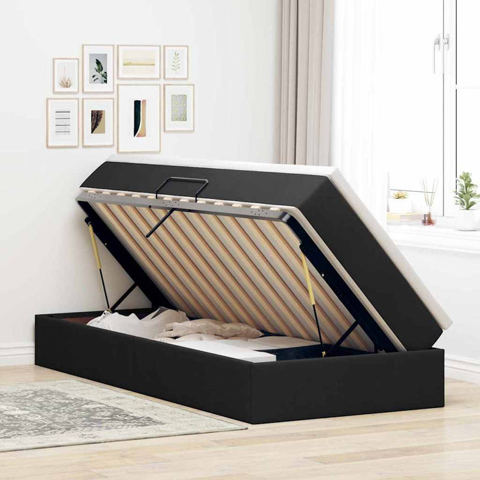 Letto con contenitore e materasso Nero 90 x 190 cm Poliestere