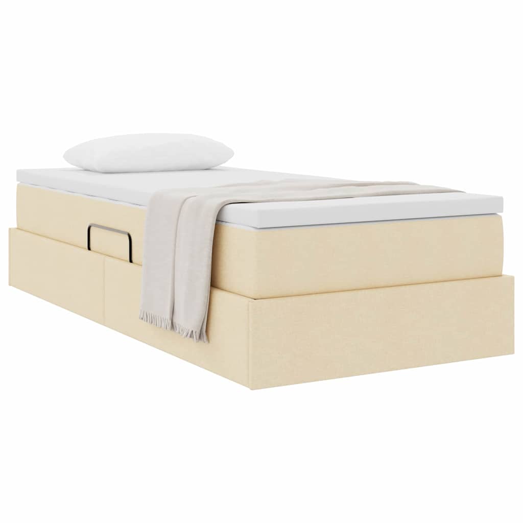 Letto con contenitore e materasso Crema 90 x 190 cm Poliestere