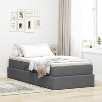 Letto con contenitore e materasso Grigio scuro 90 x 200 cm