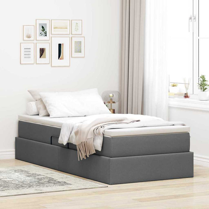 Letto con contenitore e materasso Grigio scuro 90 x 200 cm