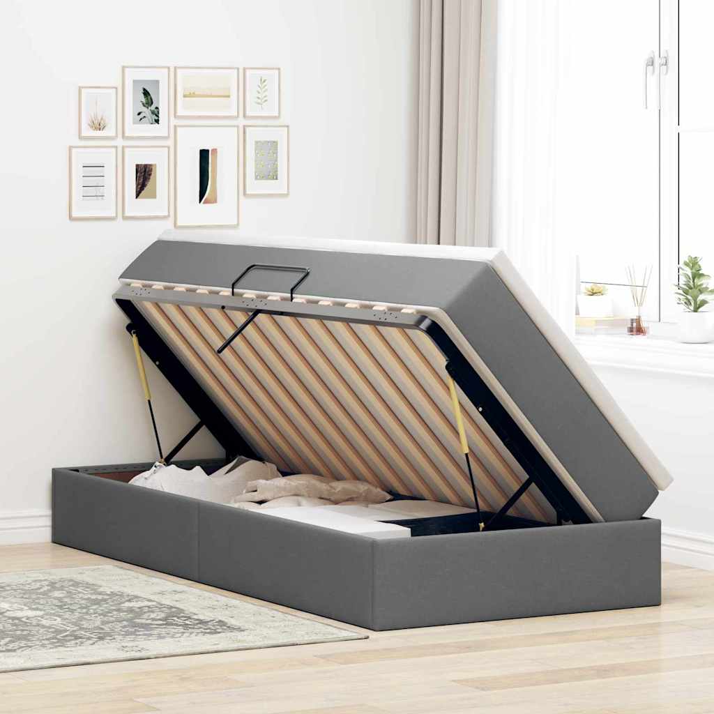 Letto con contenitore e materasso Grigio scuro 90 x 200 cm 3370201