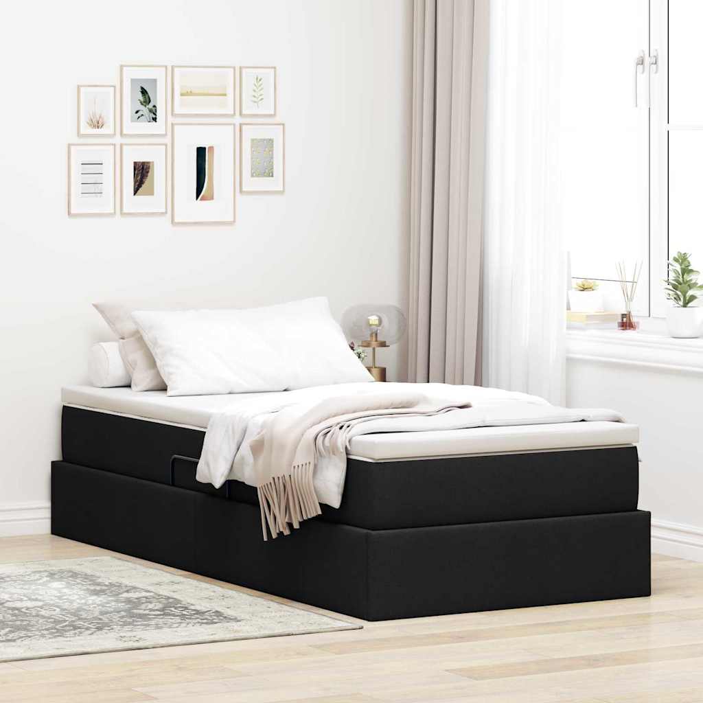 Letto con contenitore e materasso Nero 100 x 200 cm Poliestere 3370208