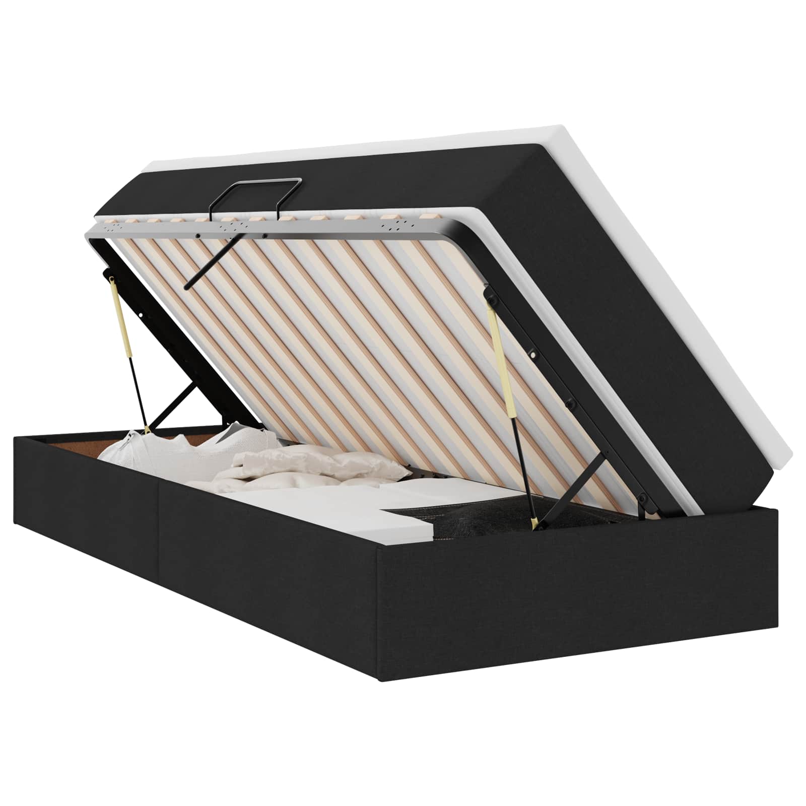 Letto con contenitore e materasso Nero 100 x 200 cm Poliestere 3370208