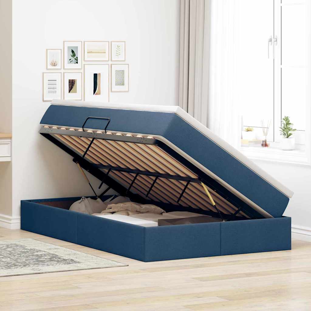 Letto con contenitore e materasso Blu 120 x 200 cm Poliestere