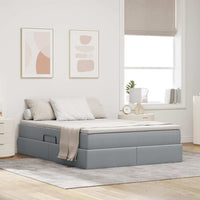 Letto con contenitore e materasso Grigio chiaro 140 x 190 cm