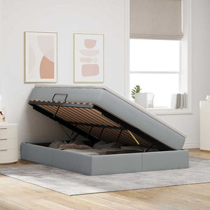 Letto con contenitore e materasso Grigio chiaro 140 x 190 cm