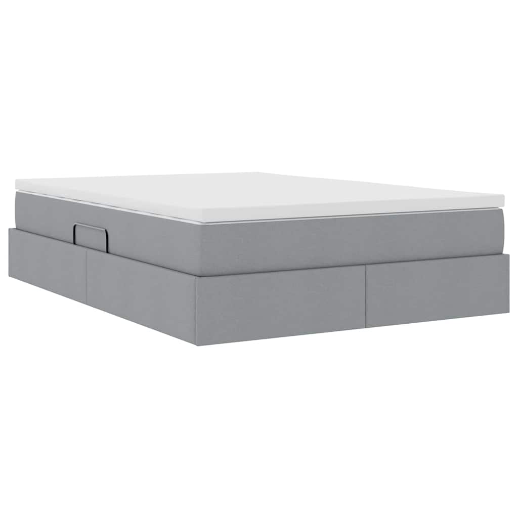 Letto con contenitore e materasso Grigio chiaro 140 x 190 cm
