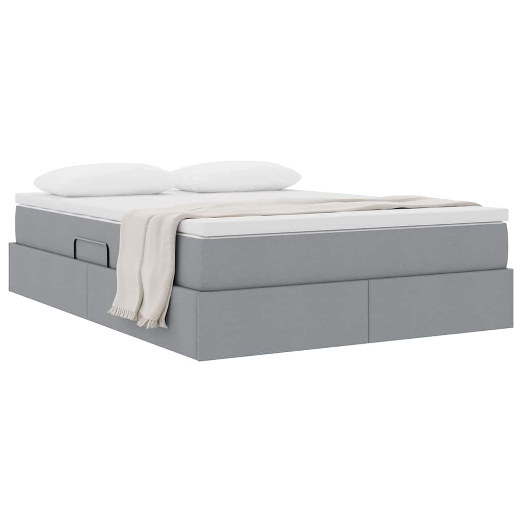 Letto con contenitore e materasso Grigio chiaro 140 x 190 cm