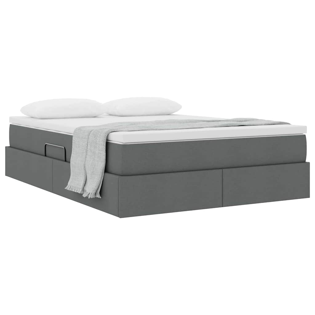 Letto con contenitore e materasso Grigio scuro 140 x 190 cm