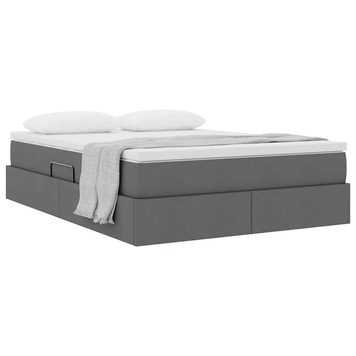 Letto con contenitore e materasso Grigio scuro 140 x 190 cm