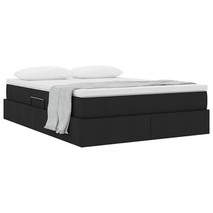 Letto con contenitore e materasso Nero 140 x 200 cm Poliestere