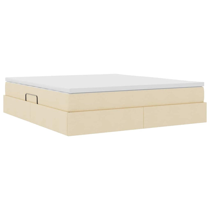 Letto con contenitore e materasso Crema 160 x 200 cm Poliestere
