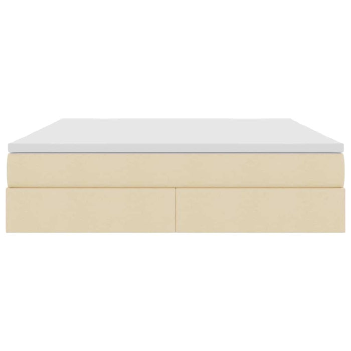 Letto con contenitore e materasso Crema 160 x 200 cm Poliestere