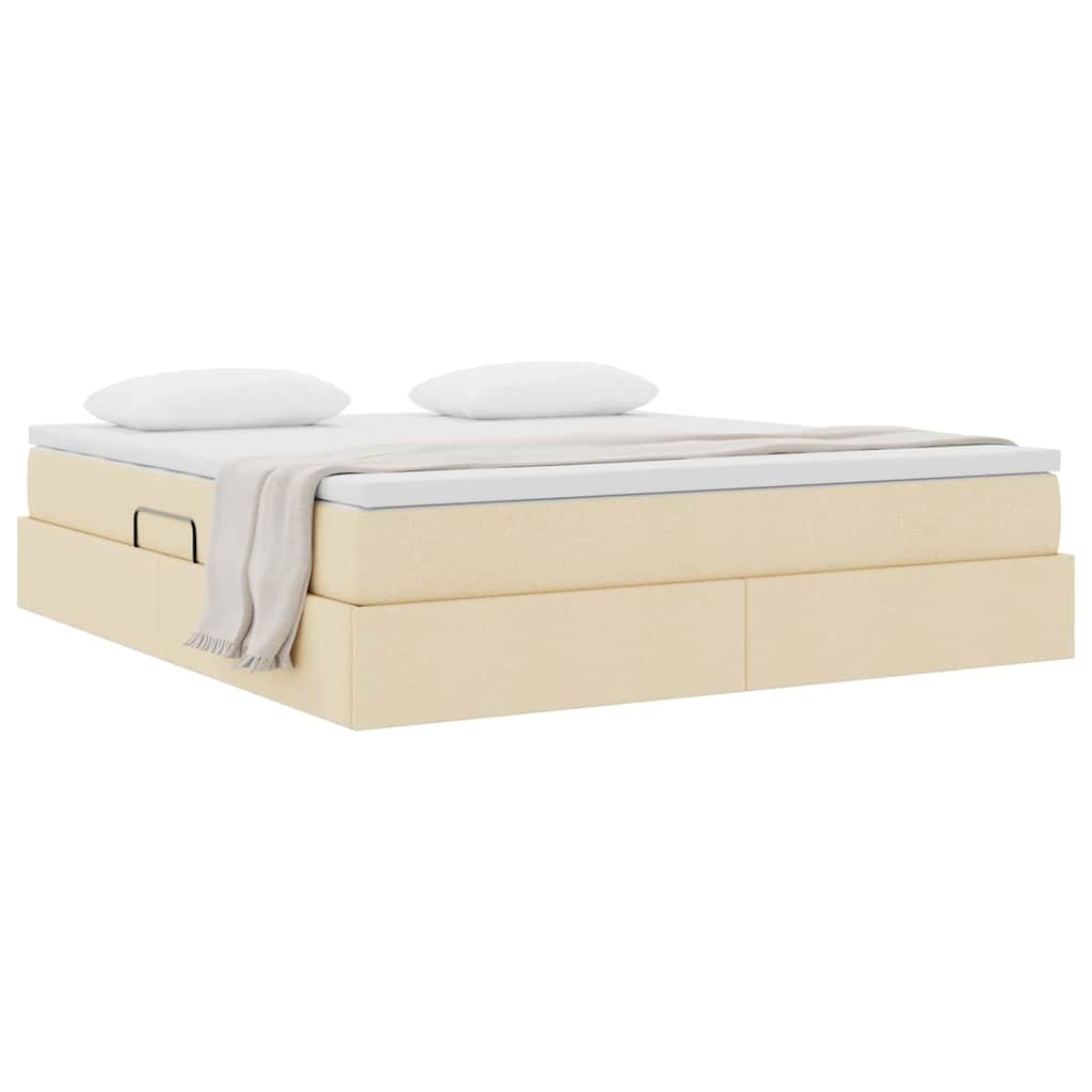 Letto con contenitore e materasso Crema 160 x 200 cm Poliestere