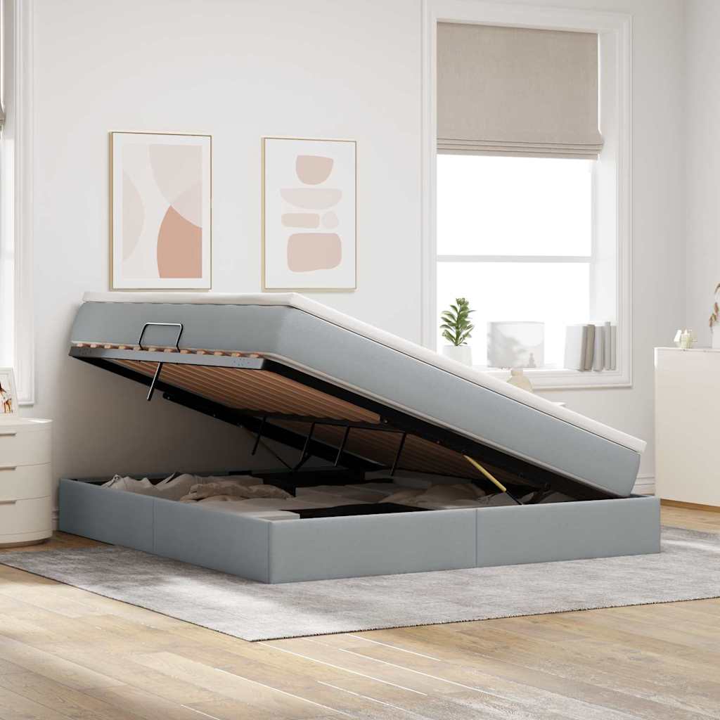 Letto con contenitore e materasso Grigio chiaro 180 x 200 cm