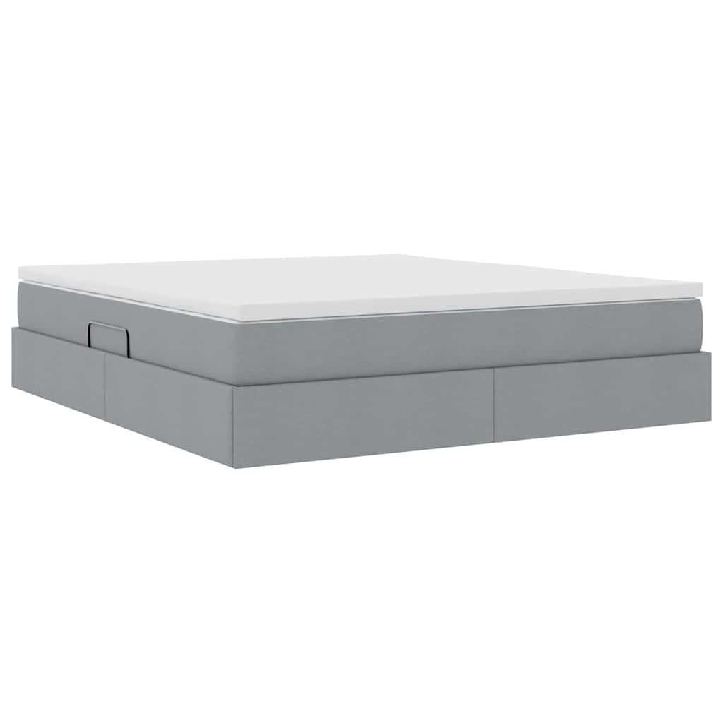 Letto con contenitore e materasso Grigio chiaro 180 x 200 cm