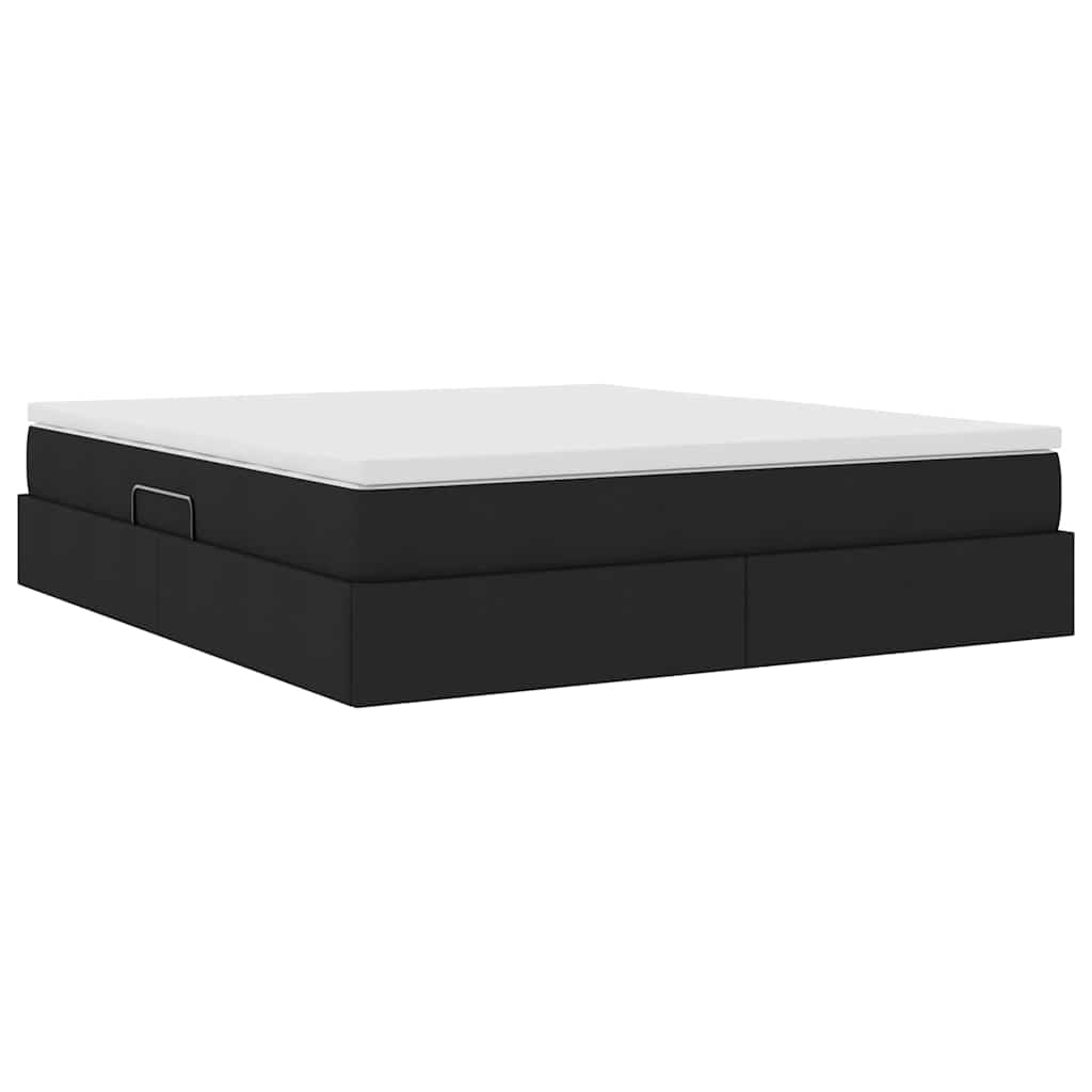 Letto con contenitore e materasso Nero 180 x 200 cm Poliestere