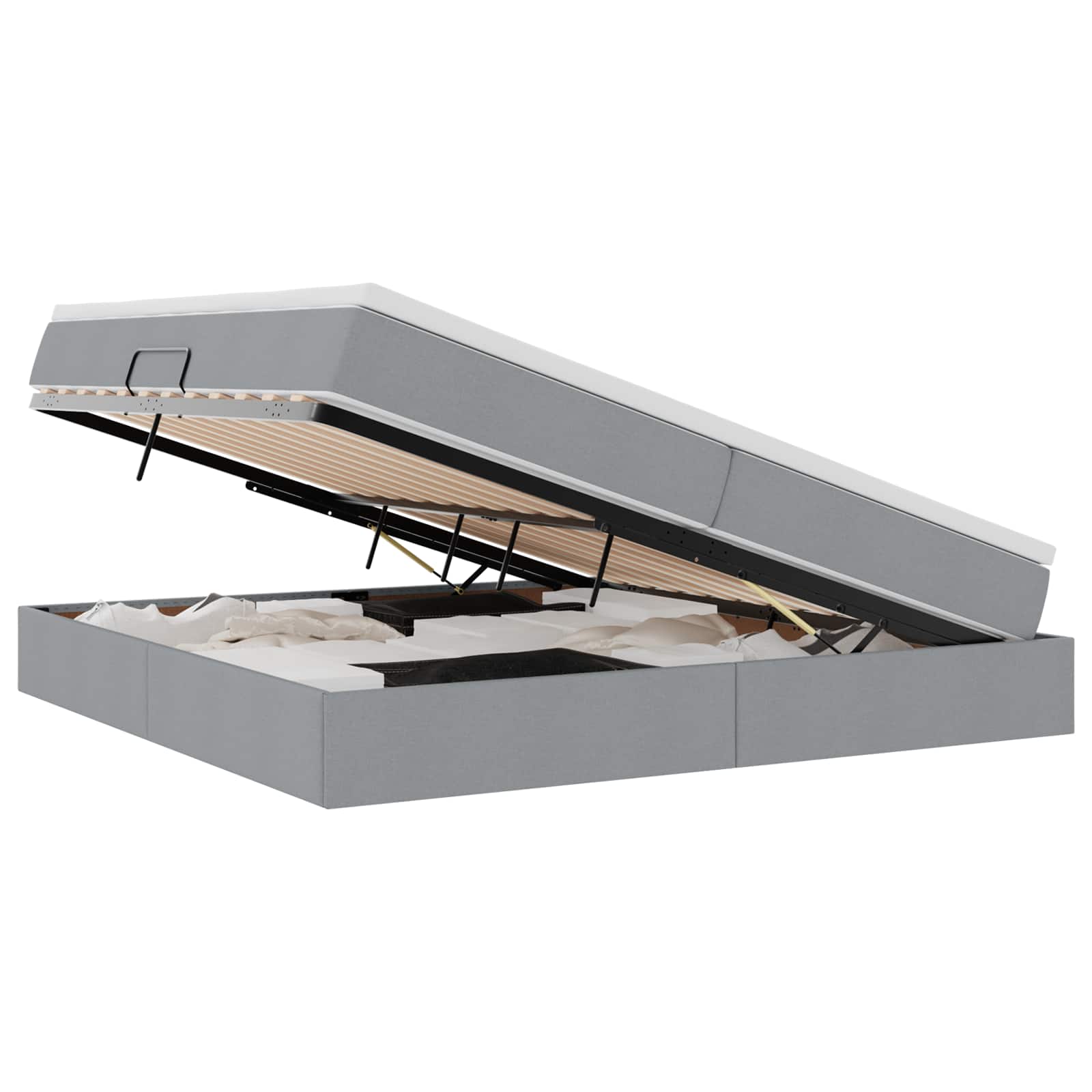 Letto con contenitore e materasso Grigio chiaro 200 x 200 cm