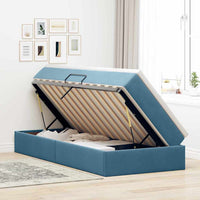 Letto con contenitore e materasso Blu Scuro 90 x 190 cm Velluto