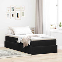Letto con contenitore e materasso Nero 90 x 200 cm Velluto 3370277