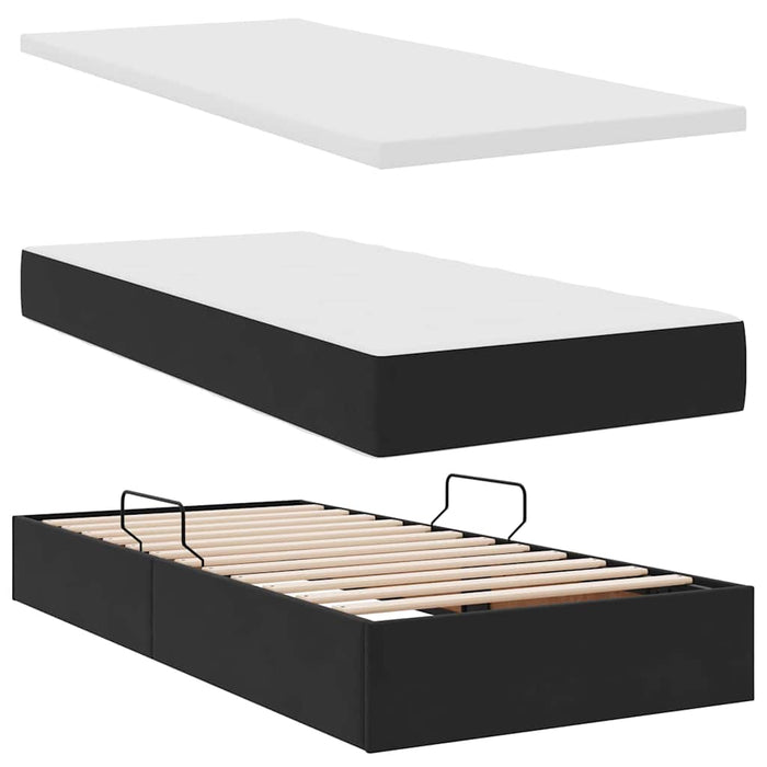 Letto con contenitore e materasso Nero 90 x 200 cm Velluto 3370277